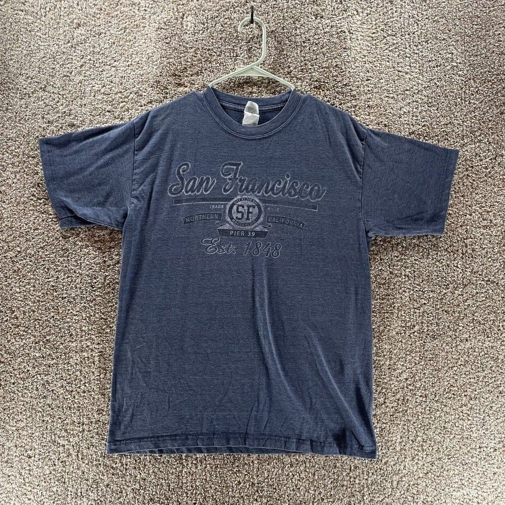 San Francisco Shirt Adult Large Blue Short Sleeve Vacation Destination‎ Cotton